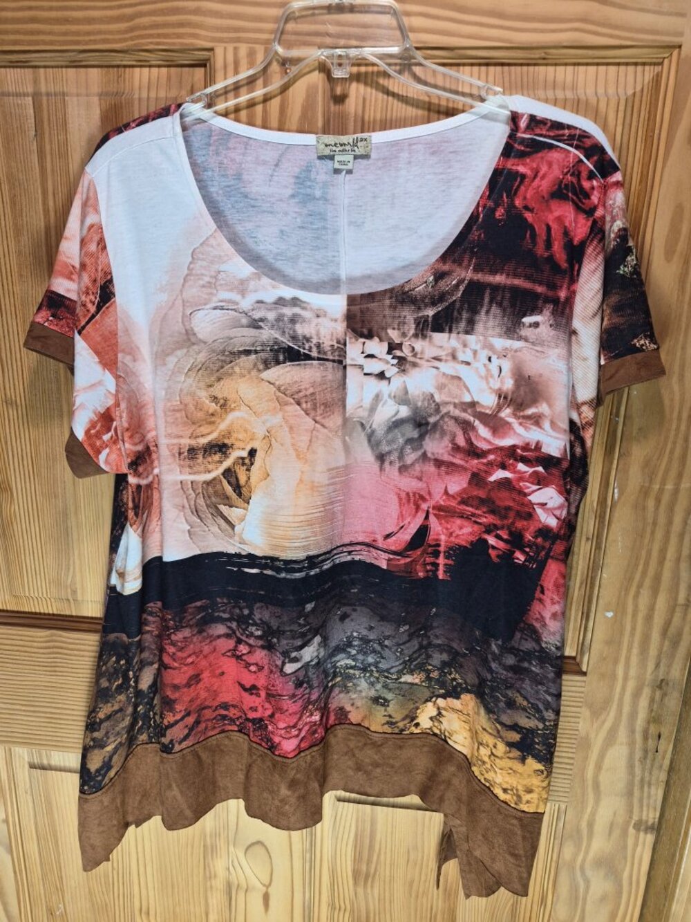One World 3X Fall Colored Short Sleeve Top